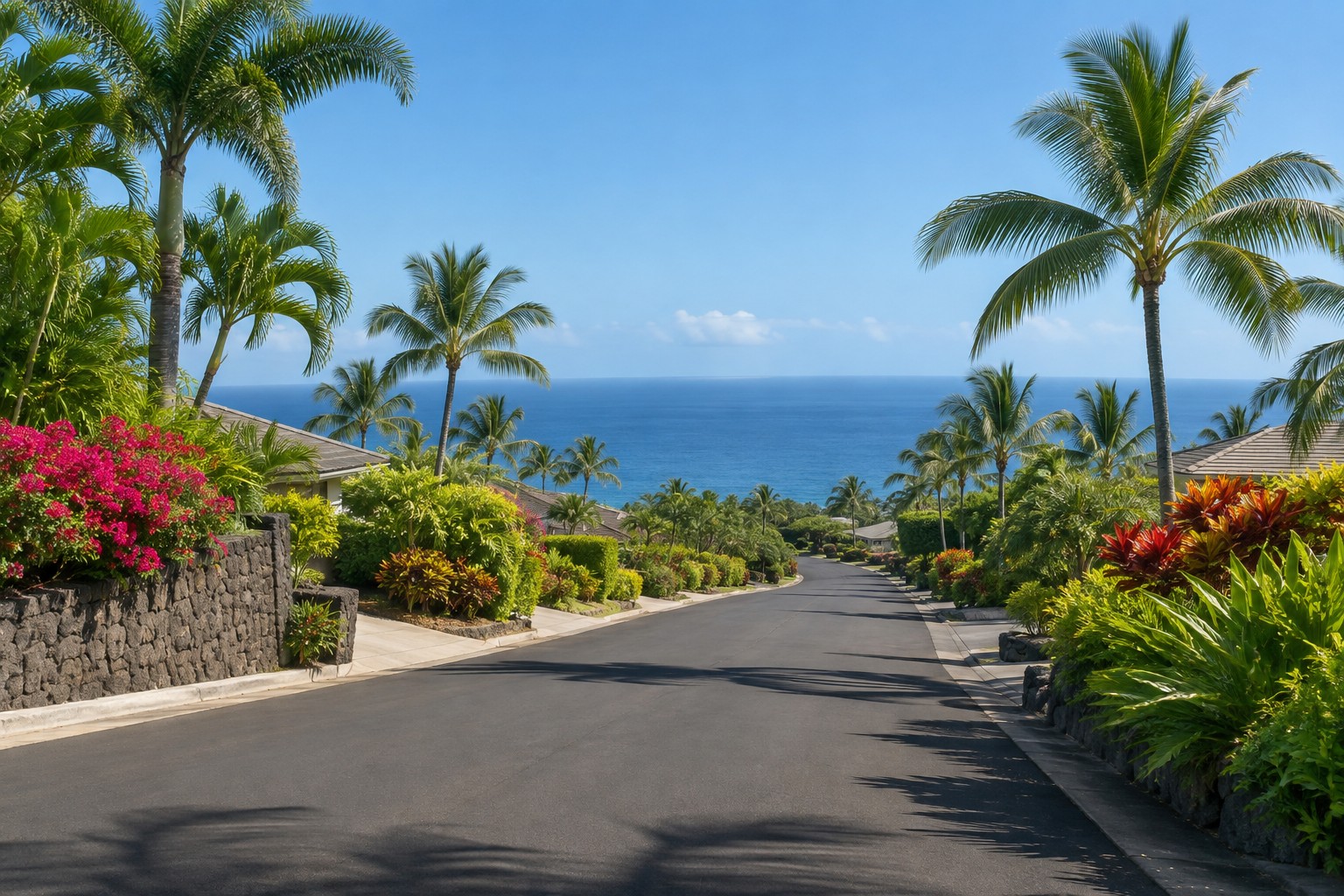 A Kailua-Kona Hawaii residential street, illustrative